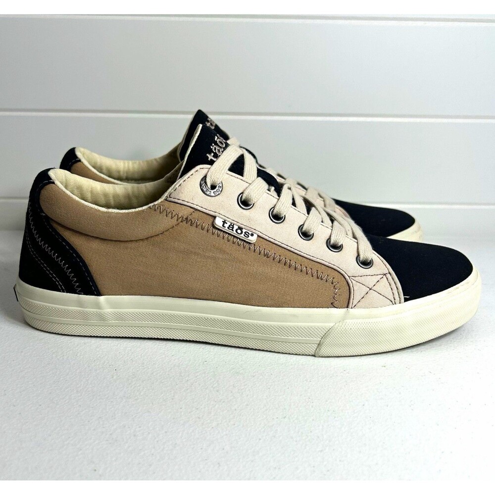 Taos PLIM SOUL Women’s Size 10 Beige/Black/White Canvas Lace Up Sneakers